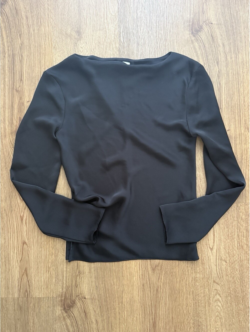 Aritzia Babaton Black Boatneck Long Sleeve Top XS Minimalist Polyester